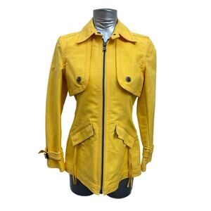 Tommy Hilfiger Jacket Womens Size 4 Petite Yellow Collared Full Zip Utility Coat